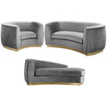 3-Piece Velvet Accent Chair Chaise and Loveseat D949