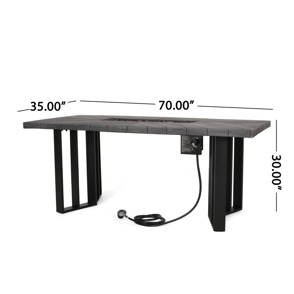 Lightweight Concrete Outdoor Fire Pit Dining Table 40,000 BTU E205