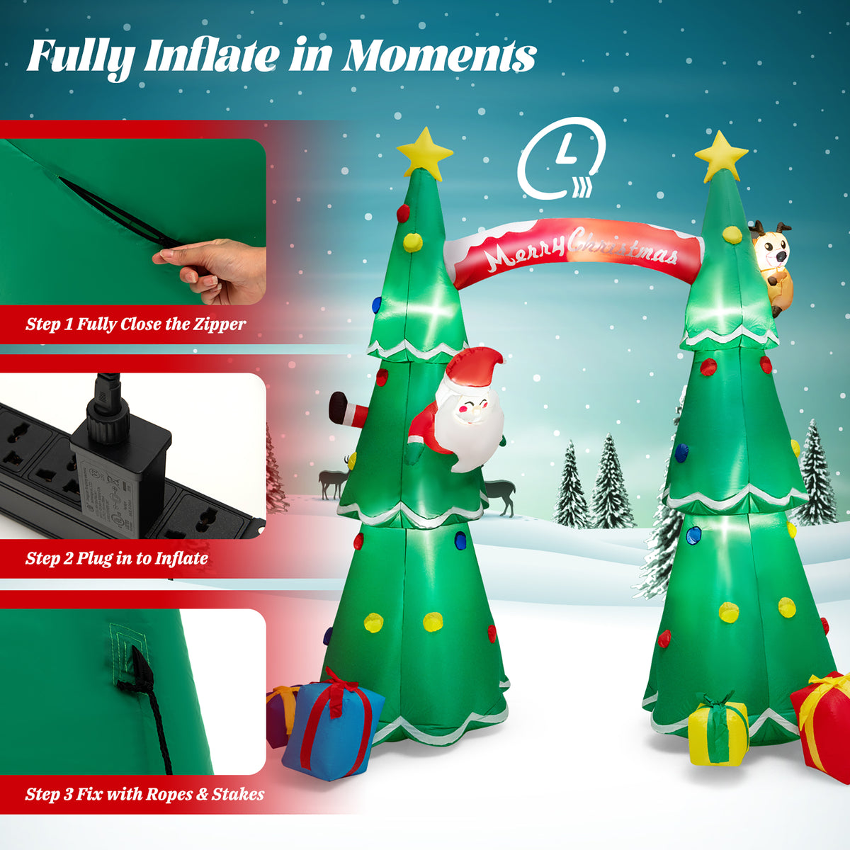 10FT Tall Christmas Inflatable Arch with Air Blower & LEDs A616584