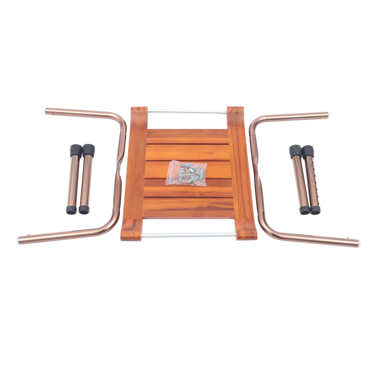 Teak Shower Stool Bathroom Bench Adjustable Non-Slip Y1657