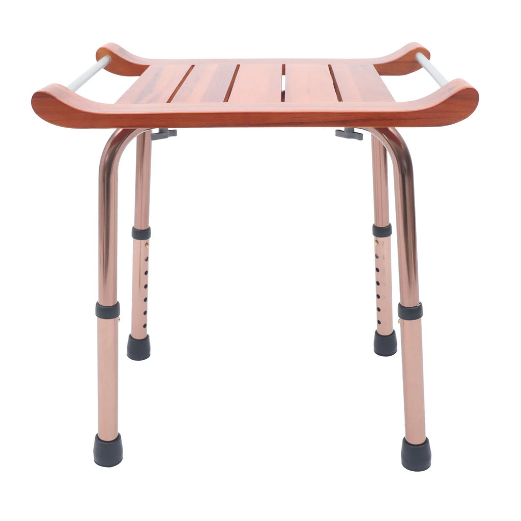 Teak Shower Stool Bathroom Bench Adjustable Non-Slip Y1657