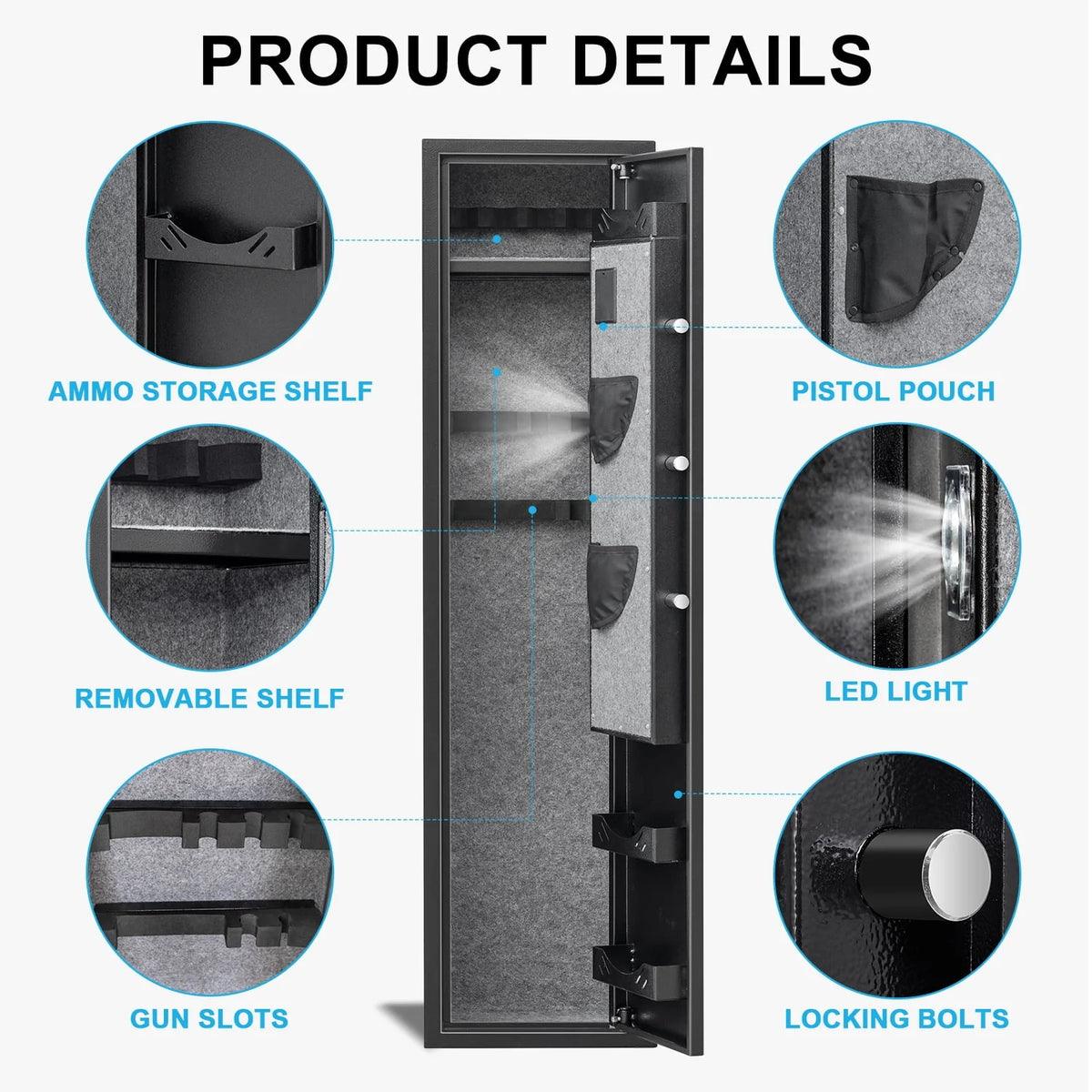 Biometric Fingerprint Long Gun Safe with Alarm System G7530