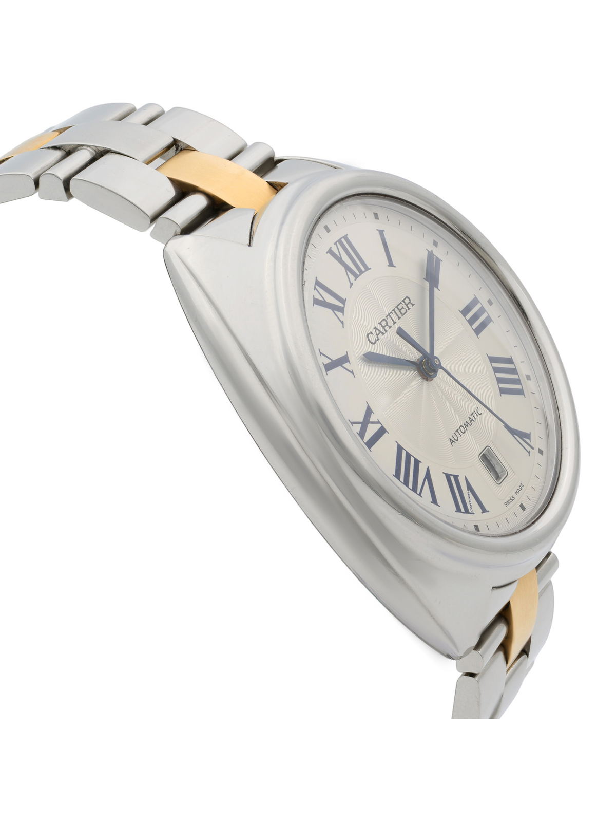 18k Rose Gold Steel Silver Guilloche Automatic Men Watch P38199
