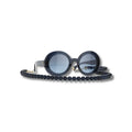Round Sunglasses Dark Blue And Gold B350827