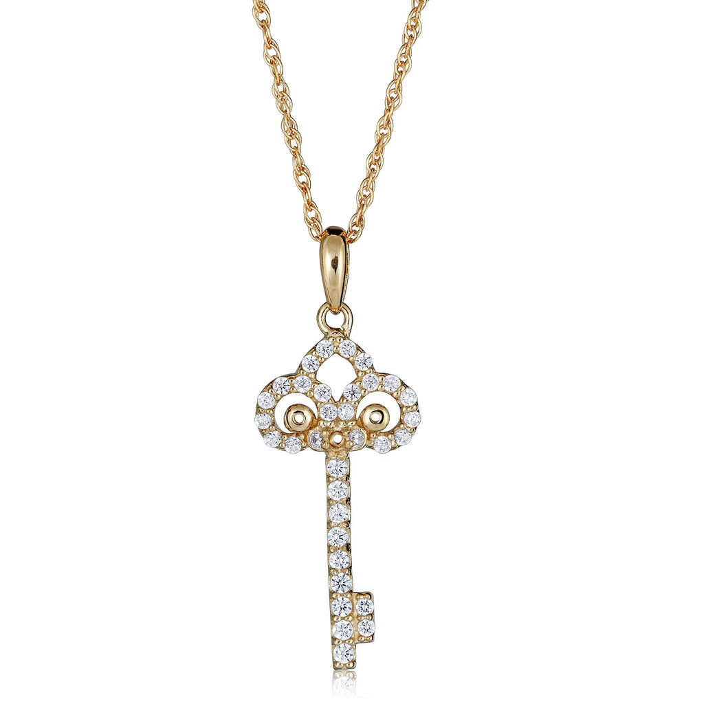 10K Yellow Gold Key Pendant Necklace with 18" Chain Y330