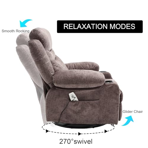 Oversized Grey Fabric Recliner with Massage and Heat X67856