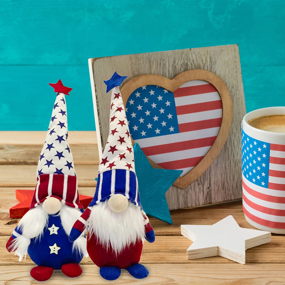 Patriotic 5th of July Gnome, American Independence Day Gnomes, Birth Announcement Memorial Day Elf Dwarf, Scandinavian Ornaments Handmade Plush Doll Stars & Stripes Gnome Home Decorations G148