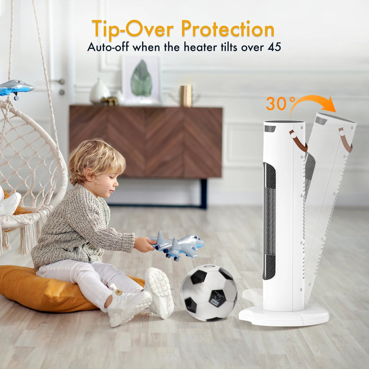 White 2000W Ceramic Tower Space Heater A1016