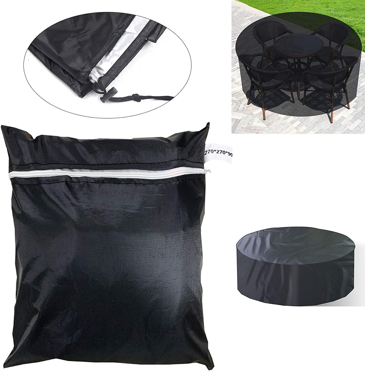 Waterproof Round Patio Table and Chair Set Cover I47239