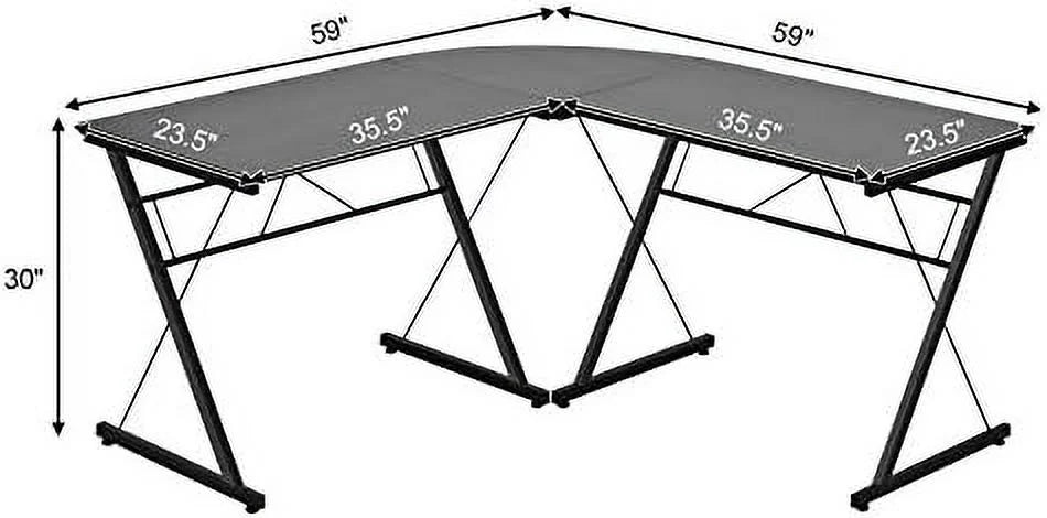 L-Shaped Corner Computer Desk with Round Corner S350