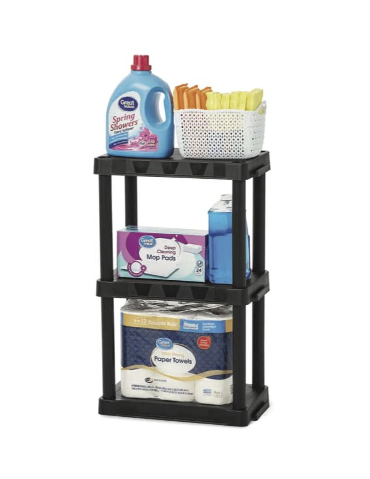 Black Plastic 3-Tier 32 H x 20.07 W x 12 D 150lb Capacity I31898