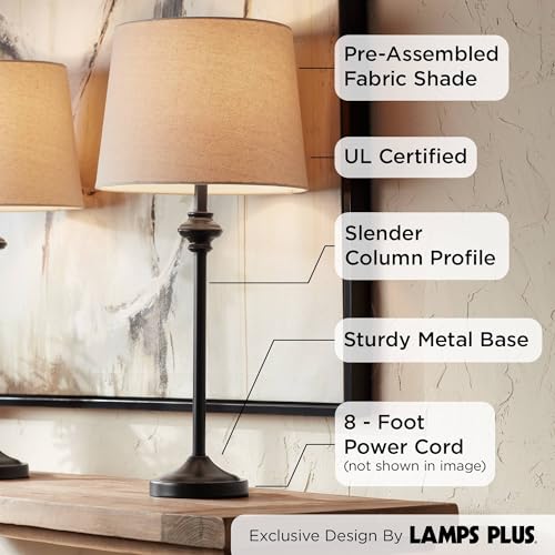 Set of 2 Dark Bronze Brown Metal Table Lamps Y58212