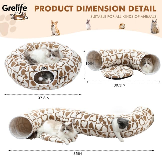 Cat Tunnel Bed with Plush Cushion E16466