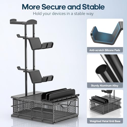 Aluminum Headphone Stand with Drawer and Cable Organizer O49795