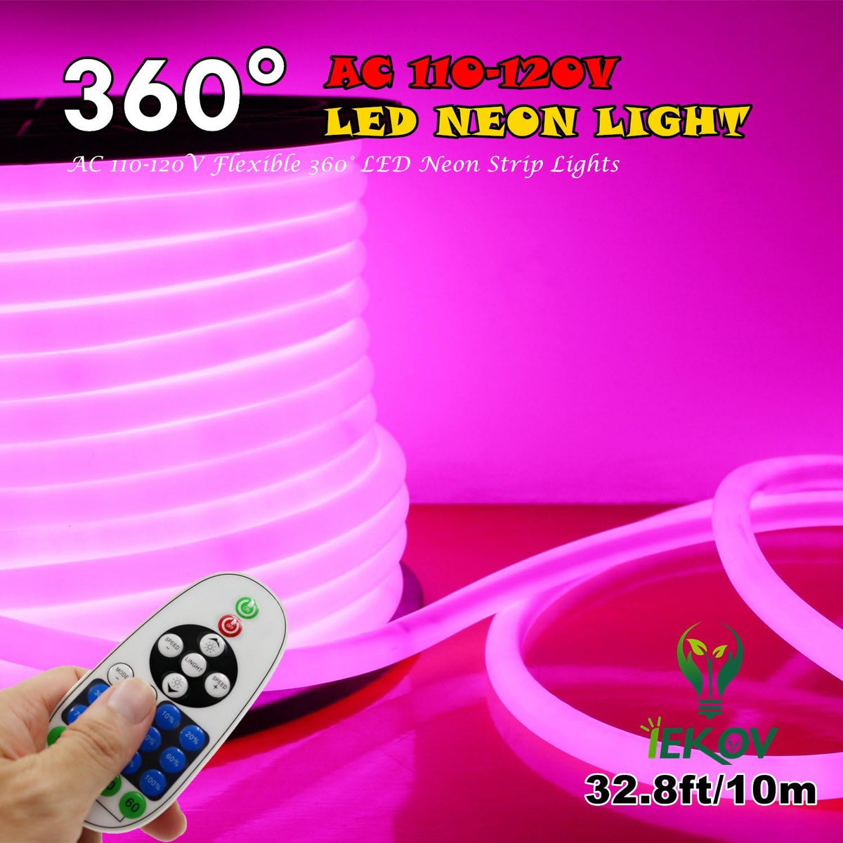 32.8ft Dimmable Waterproof Flexible LED Neon Rope Light D6539