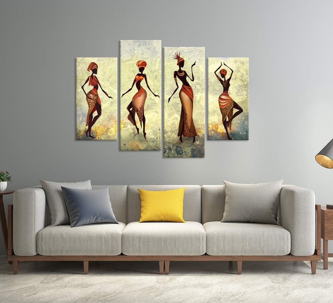 4 Panel Abstract Black Woman Canvas Painting Poster, Pack of 2 Y433