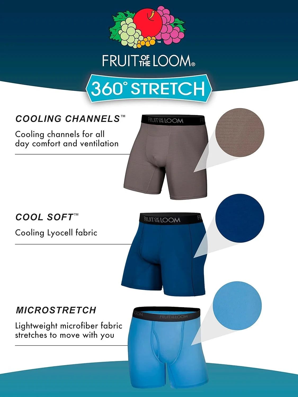 Big Men's Micro-Stretch Boxer Briefs, 5 Pack I3424