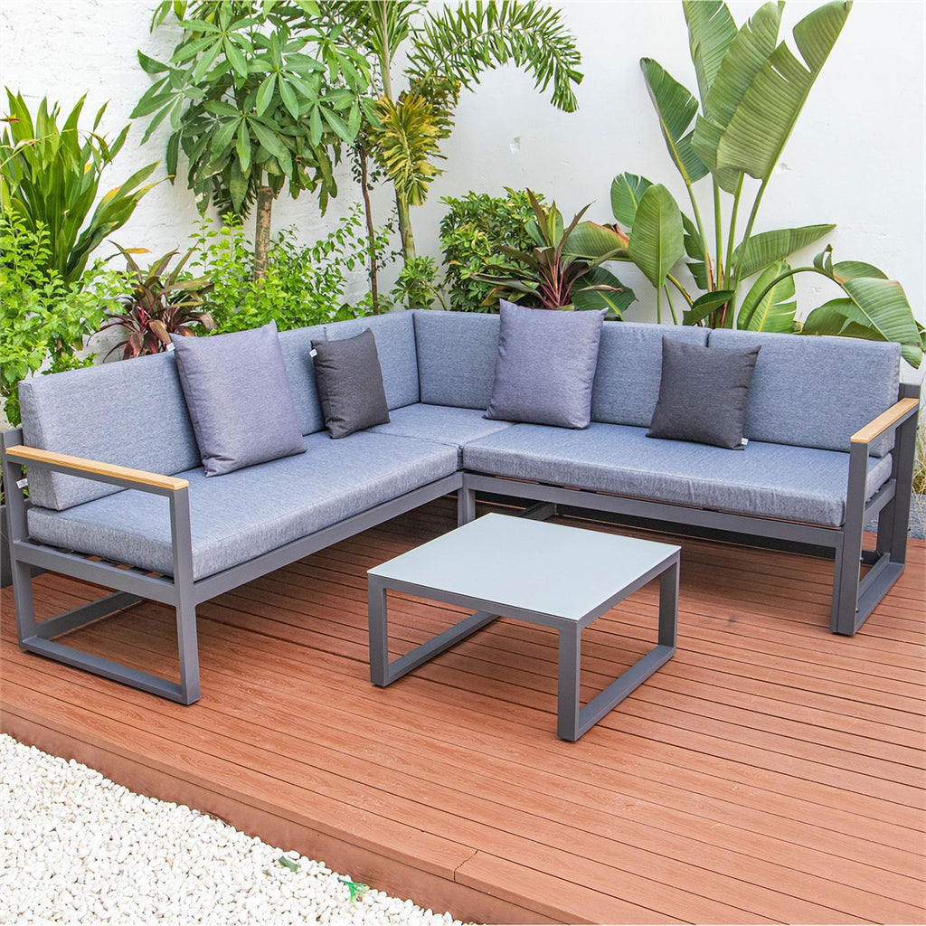 Black 3 Piece Outdoor Aluminum Sectional X973764