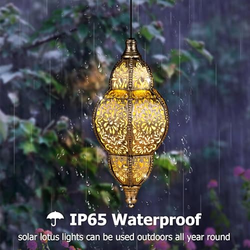 Hanging Solar Lantern Outdoor Decor, Waterproof Metal LED Lanterns O431972
