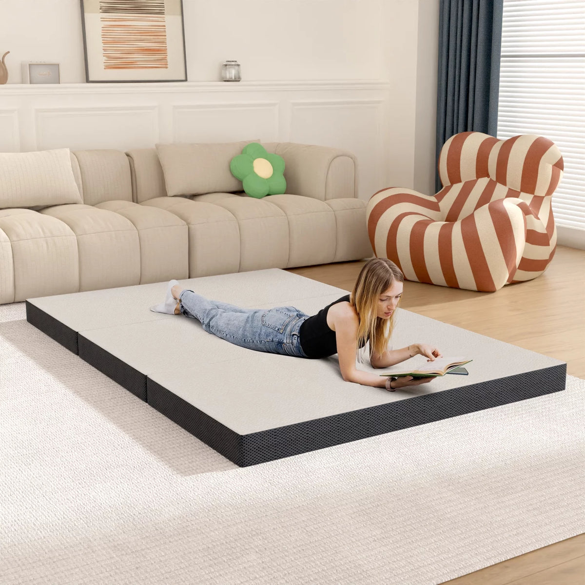 3 Inch Foldable Queen Mattress with Washable Cover O25227