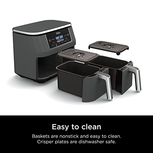 10 Quart DualZone XL 2-Basket Air Fryer, Grey B1172