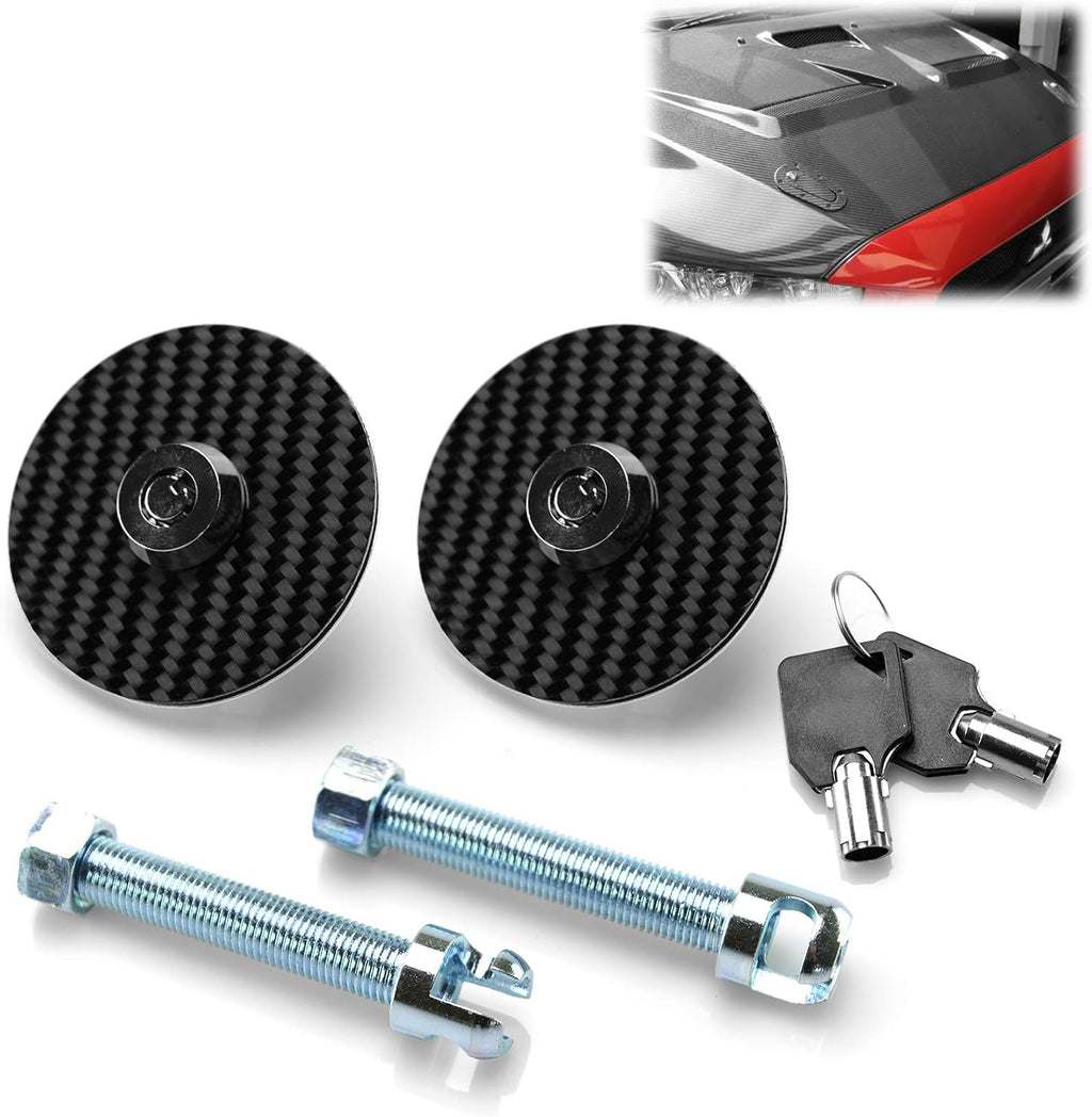 Black Carbon Fiber Hood Pins Latch Kit Pack of 2 Z5805