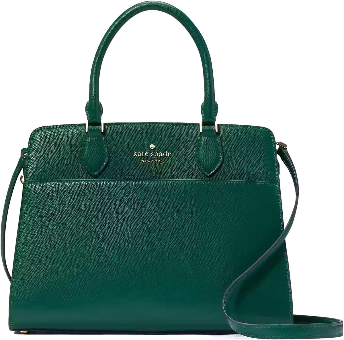 Medium Saffiano Leather Satchel Bag, Deep Jade O428636
