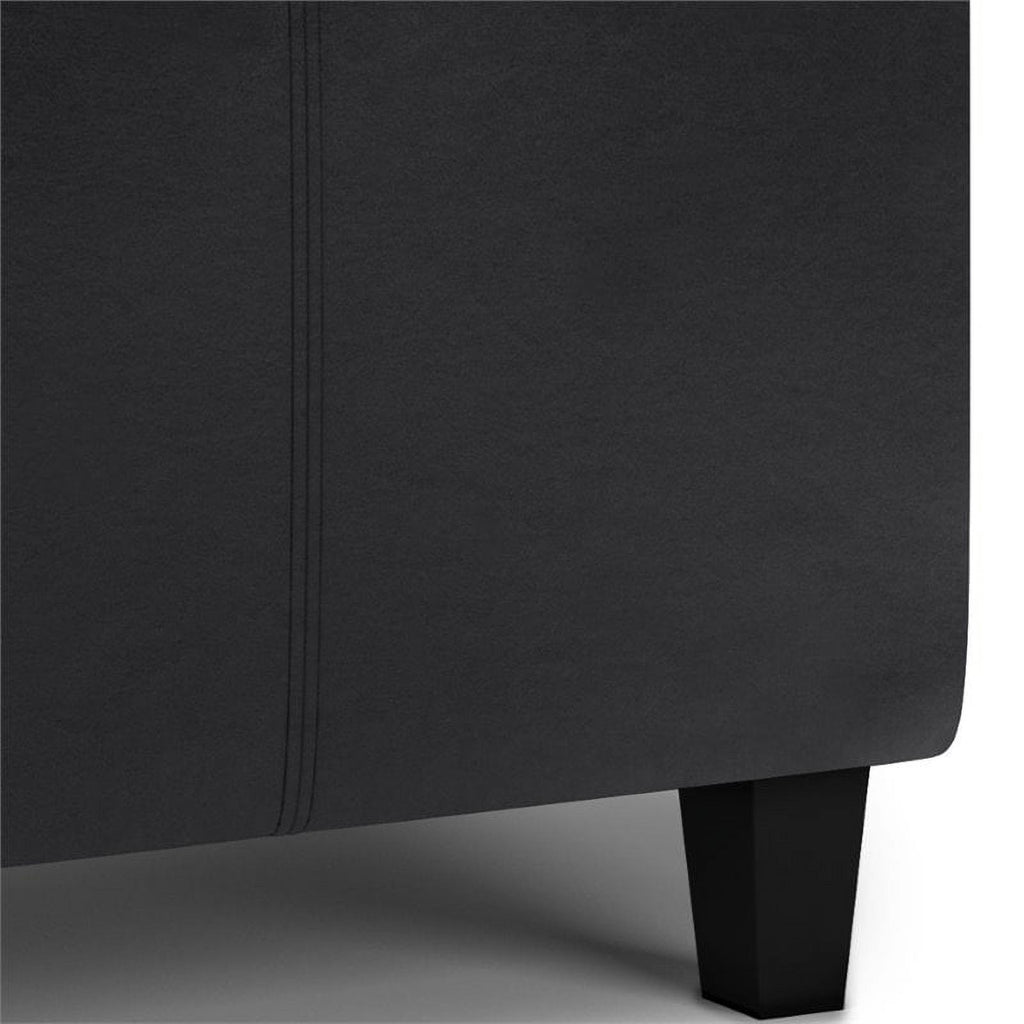 Midnight Black Faux Leather Storage Ottoman W516168
