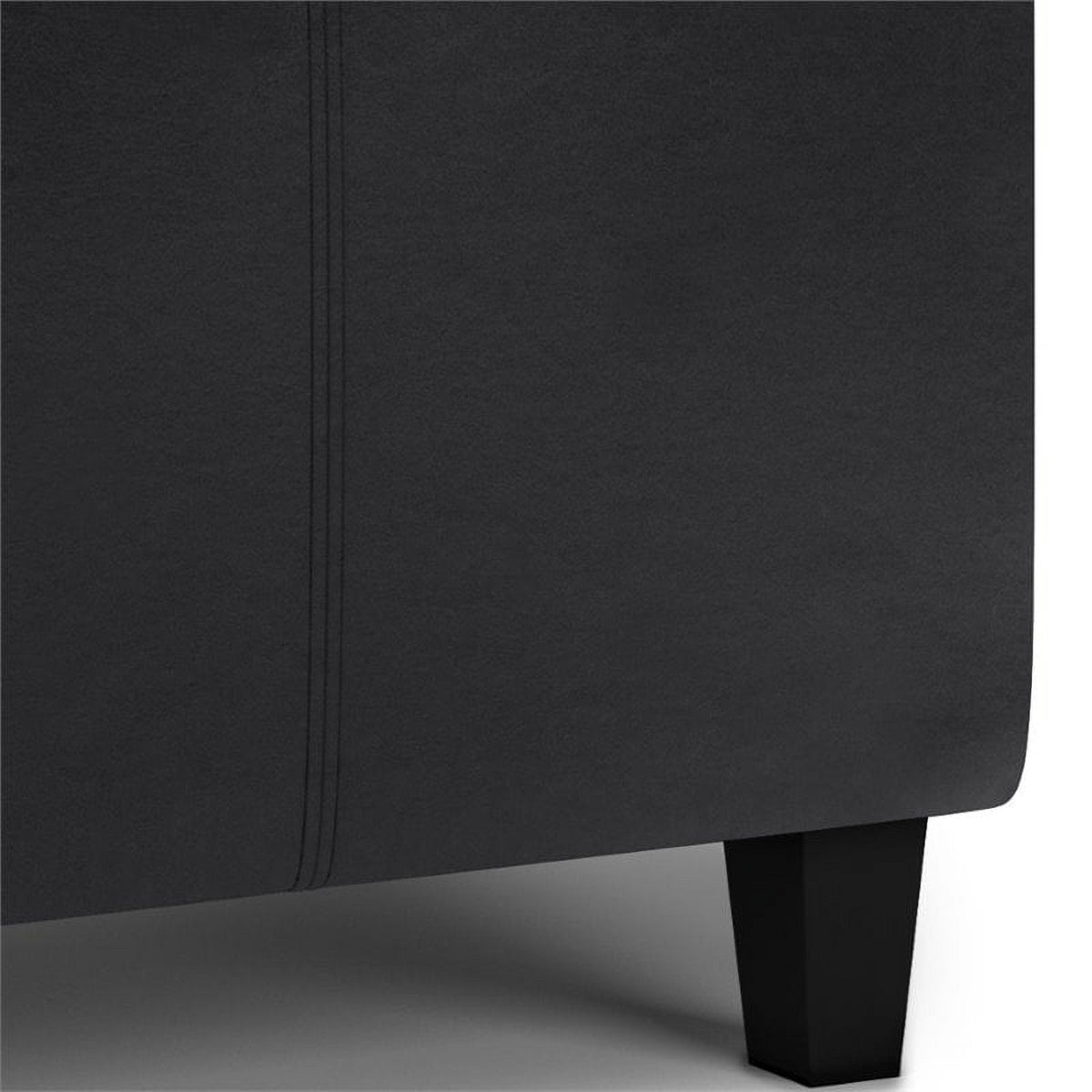 Midnight Black Faux Leather Storage Ottoman W516168