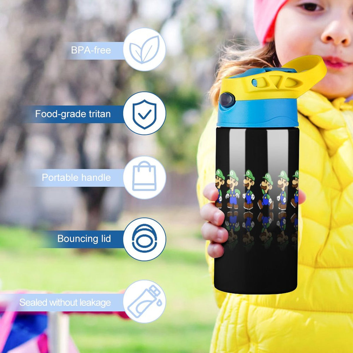 Insulated Stainless Steel Water Bottle with Straw Q1228