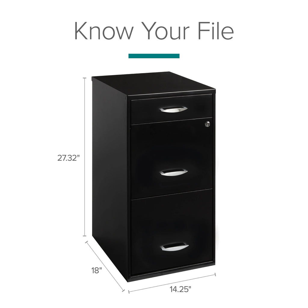 3 Drawer Letter Width Vertical File Cabinet with Pencil Drawer, Black A205681