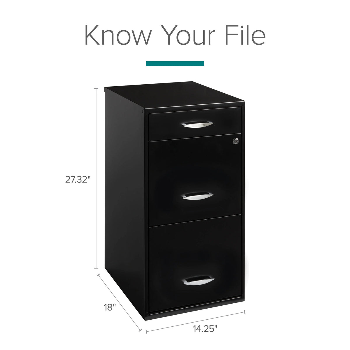 3 Drawer Letter Width Vertical File Cabinet with Pencil Drawer, Black A205681