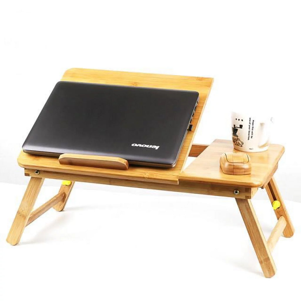 Bamboo Laptop Desk Table with Cooling Fan and Drawer X1300