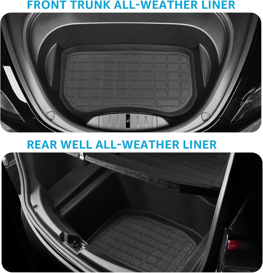 Tesla Model 3 Floor Mats TPE Full Set All Weather Waterproof Front Rear Cargo Liner J7870