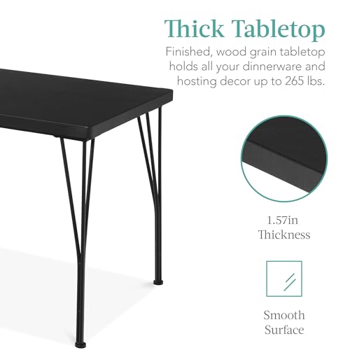 5-Piece Metal and Wood Rectangular Dining Table Set with 4 Chairs Z88883
