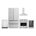 36 Gas Range, Wall Mount Range Hood, Dishwasher, Refrigerator with Ice Maker and Wine Cooler A7214