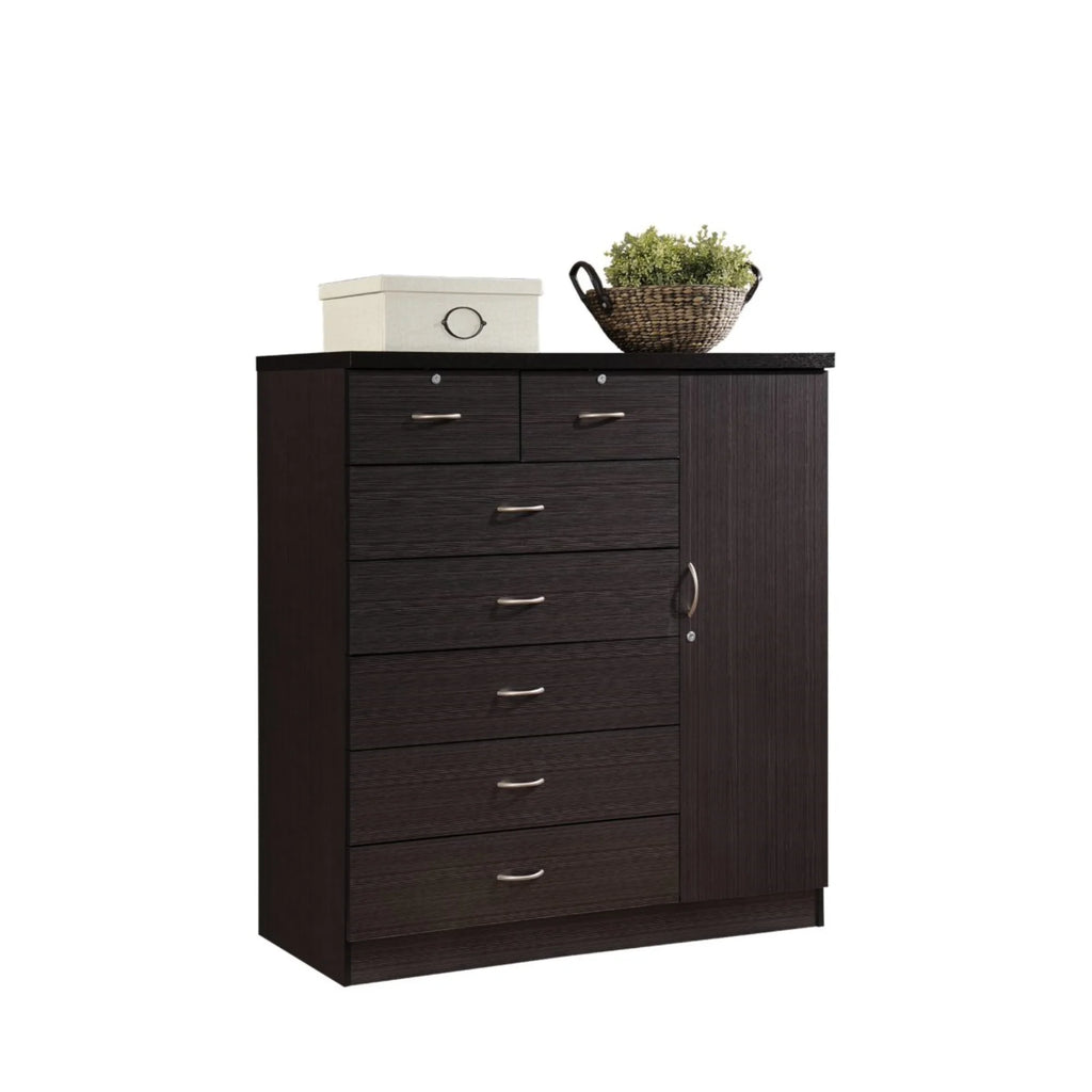 White 7 Drawer Chest with 1 Door 3 Shelves O3053