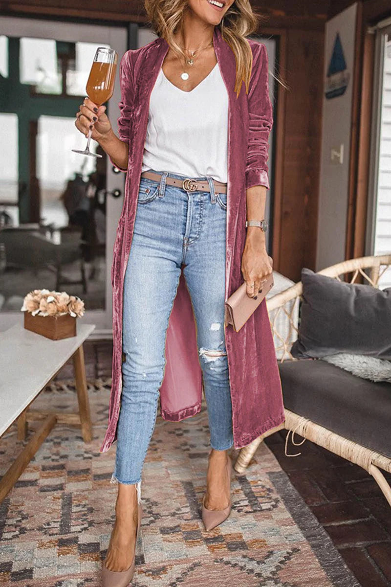 Solid Patchwork Cardigan Collar Outerwear Y432