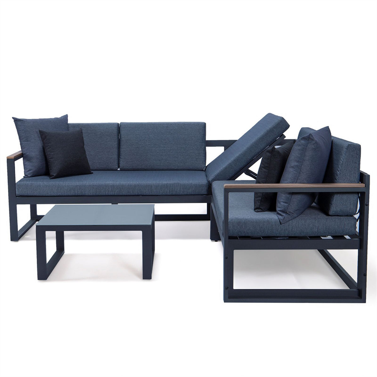 Black 3 Piece Outdoor Aluminum Sectional X973764