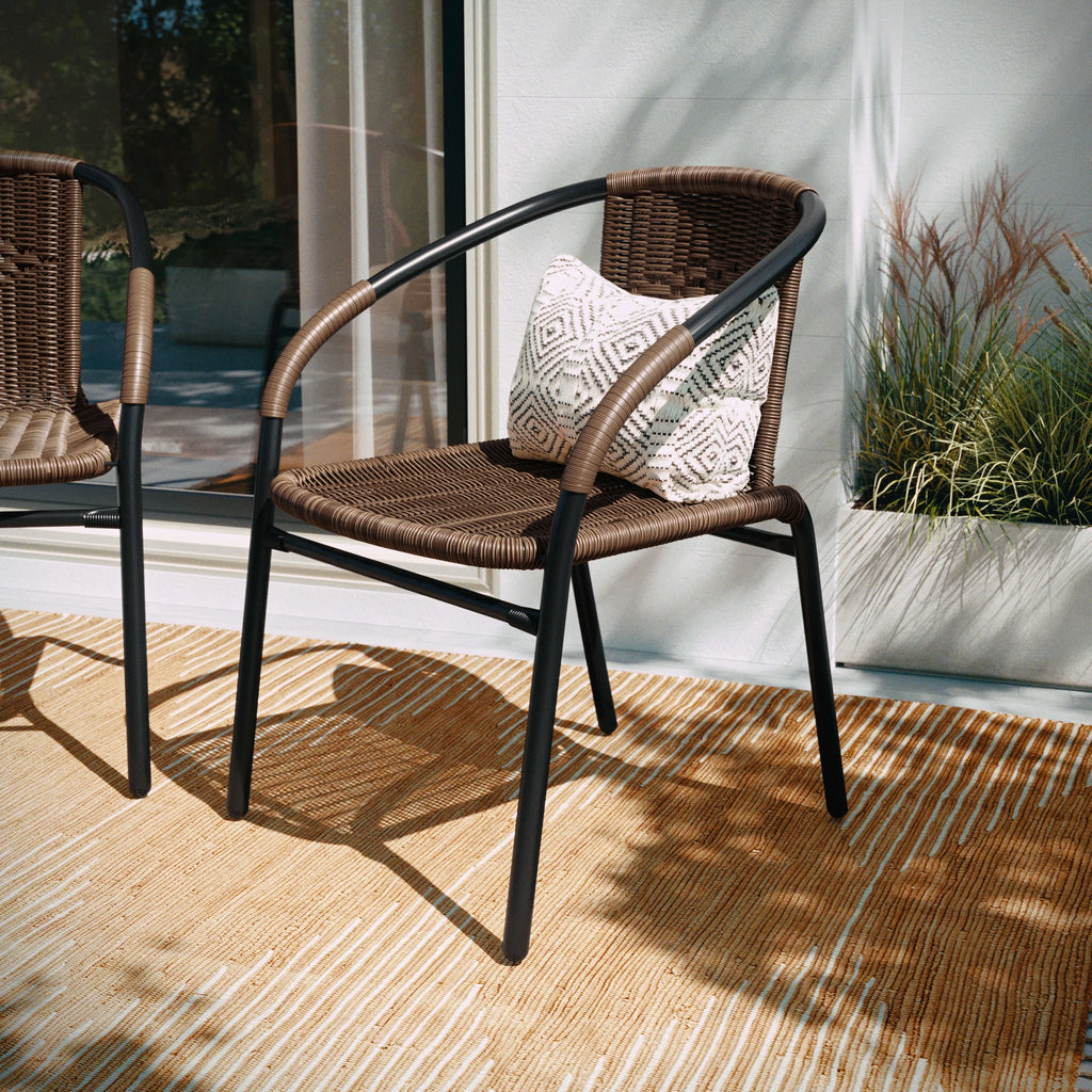 Medium Brown Rattan Stack Chair U491