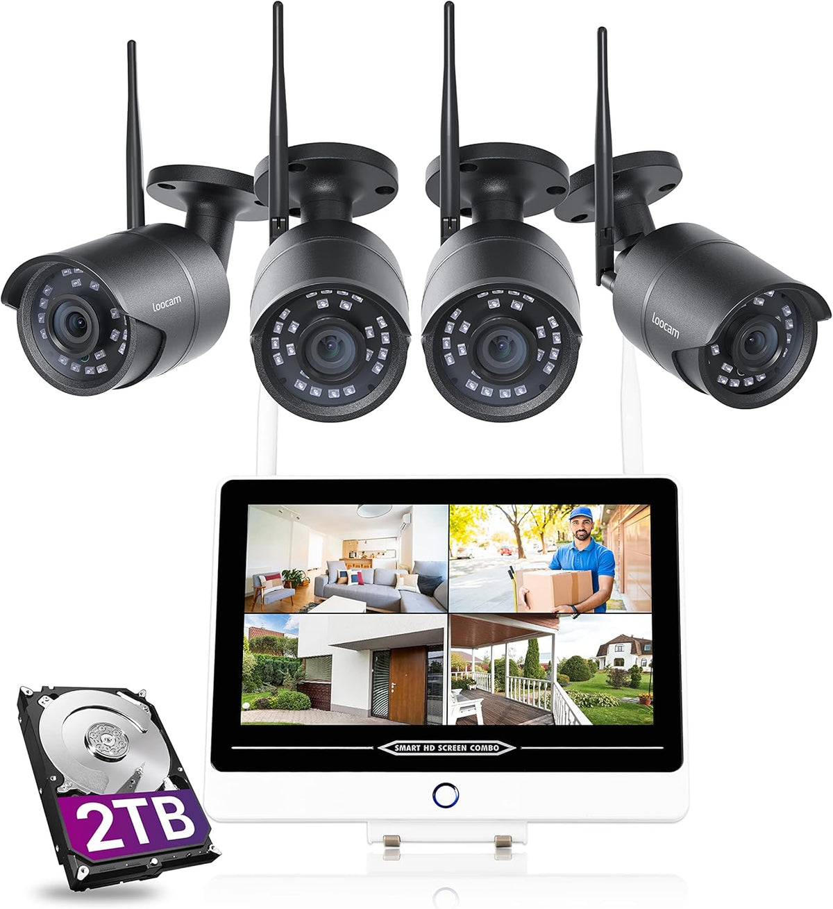 12.5inch LCD Monitor 1080P 8CH NVR 2TB HDD Wireless Video Surveillance System G97191