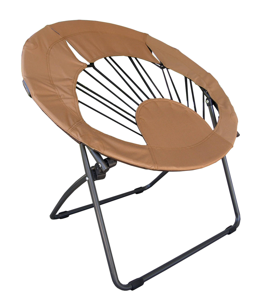 Bungee Chair Folding Round Steel Frame Brown Q652677