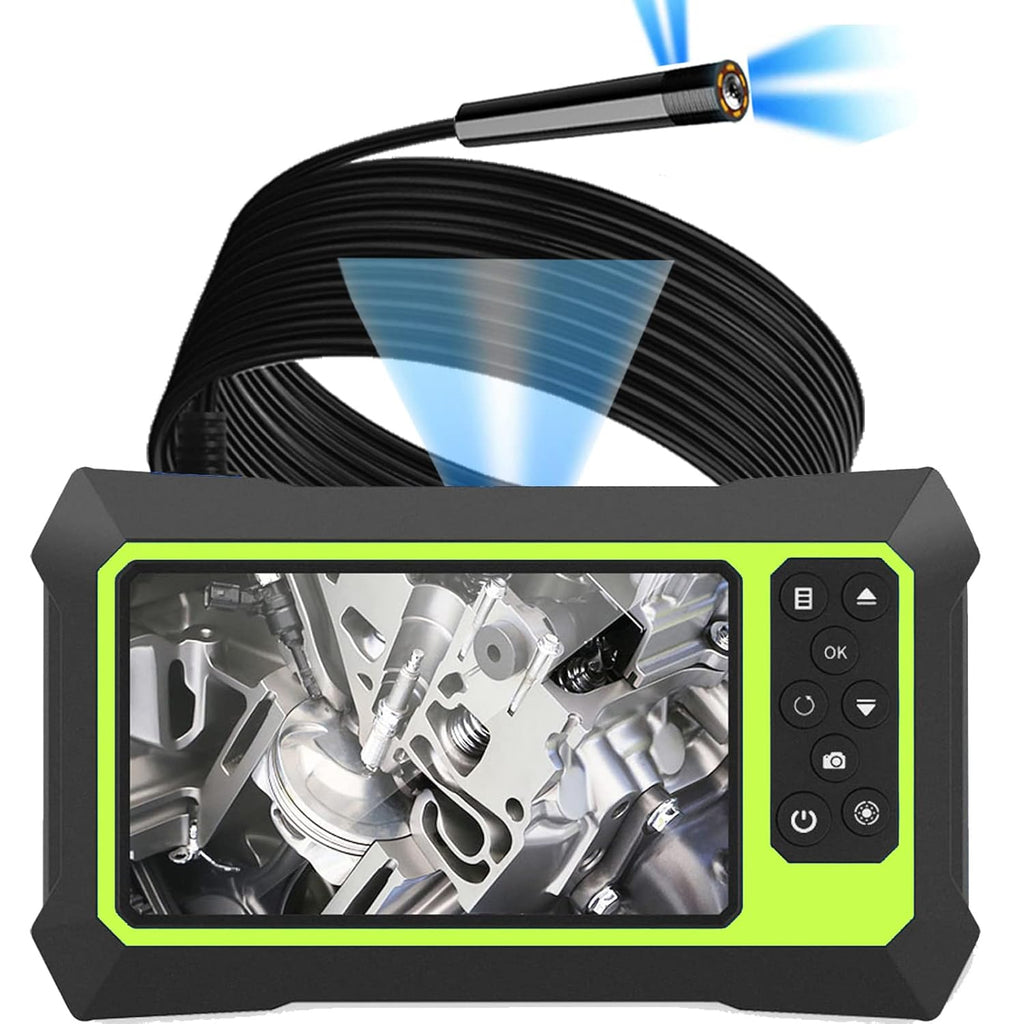 Dual Lens Video Endoscope Camera with Lights, 1080P Borescope Inspection Camera, 8 mm IP67 Waterproof, 16.5FT Semi-Rigid Cable, 32GB Card D42543