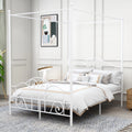 Vintage White Full Size Metal Canopy Bed Frame I8627