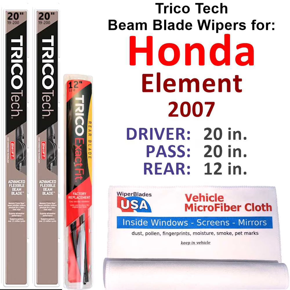Honda Element Beam Blade Wipers Set of 3 with Rear Wiper P3850
