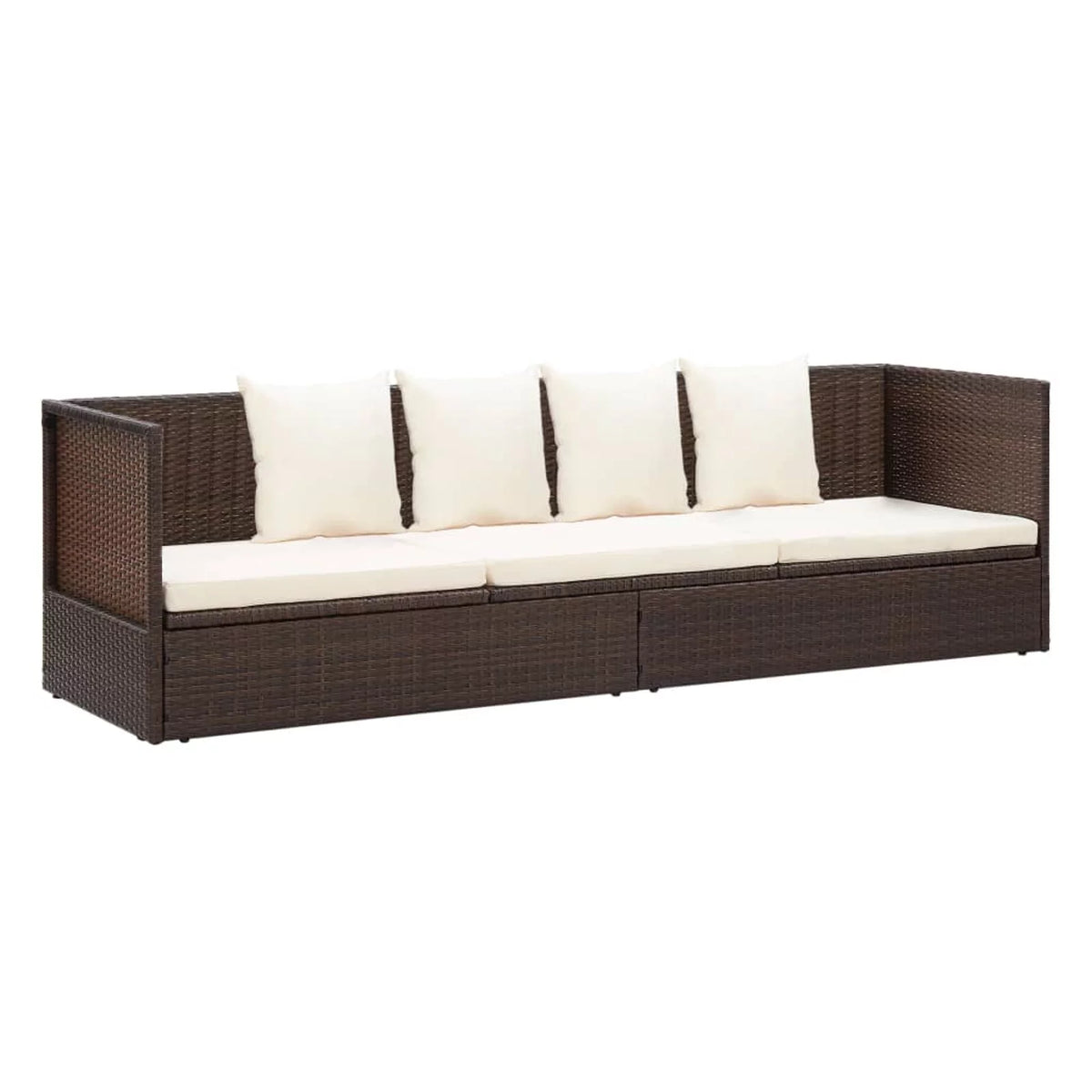 Outdoor Bed with Cushion Pillows Poly Rattan Brown F192933