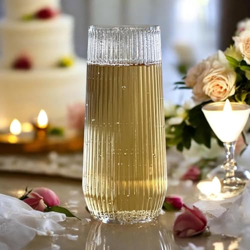 48 Pack 9 Oz Clear Stemless Plastic Champagne Flutes O303672