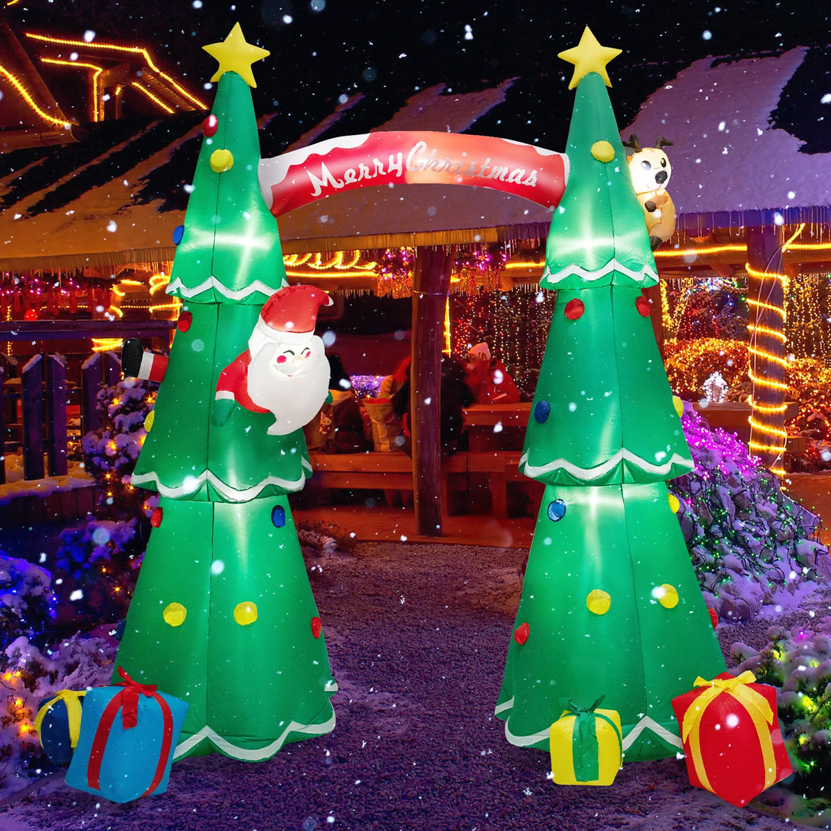 10FT Tall Christmas Inflatable Arch with Air Blower & LEDs A616584