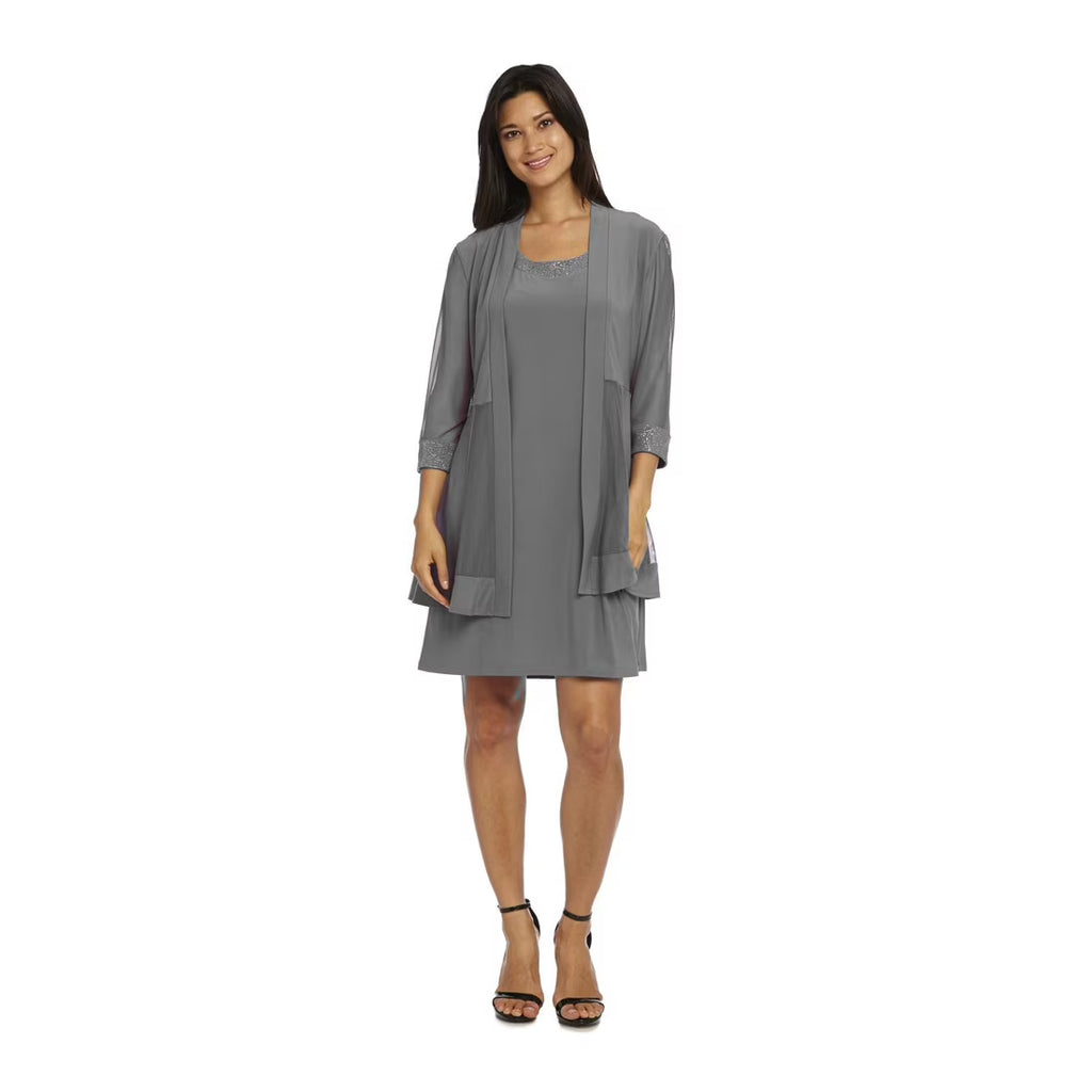 Two Piece Jersey Dress Lace Jacket F241