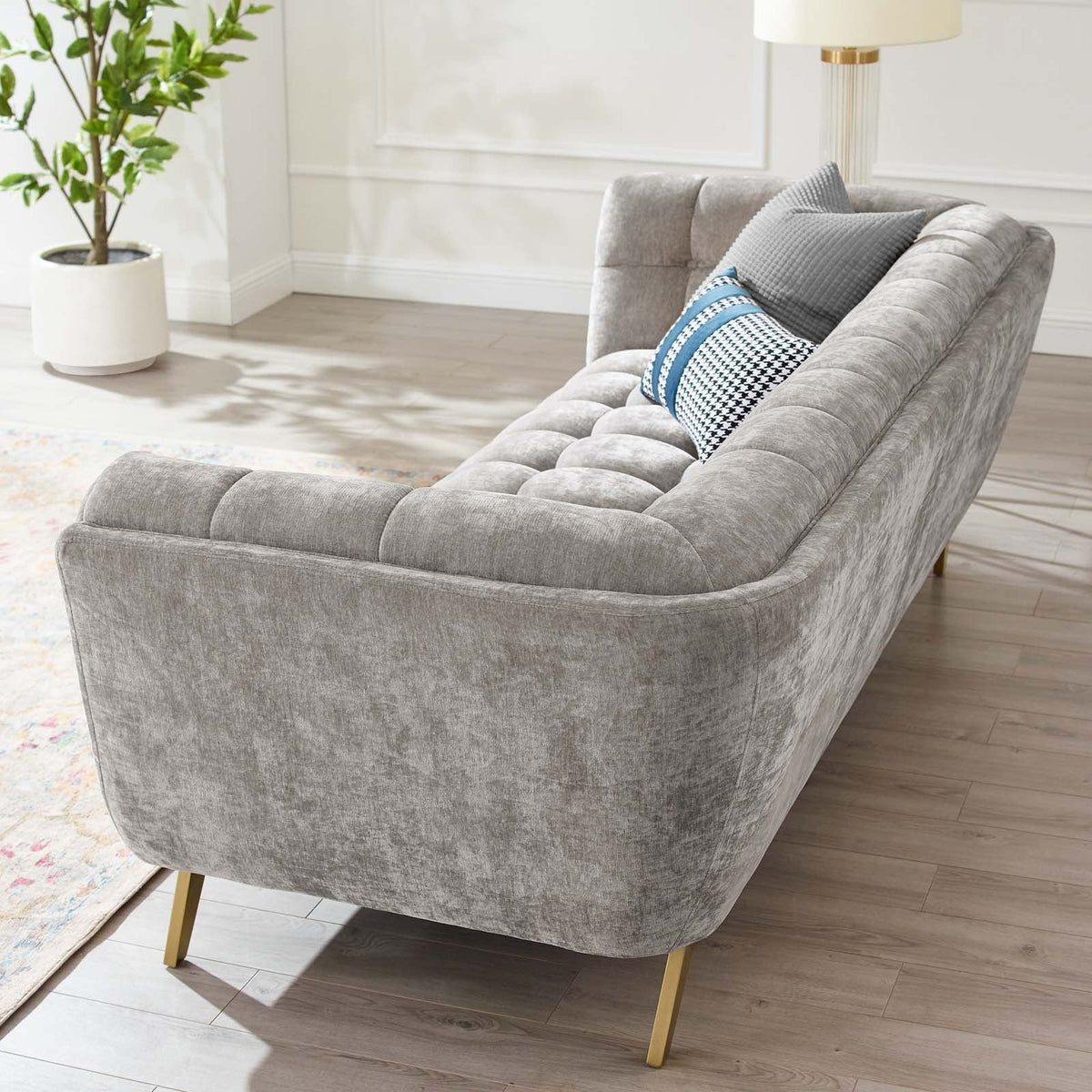 Light Grey Velvet Sofa G343402